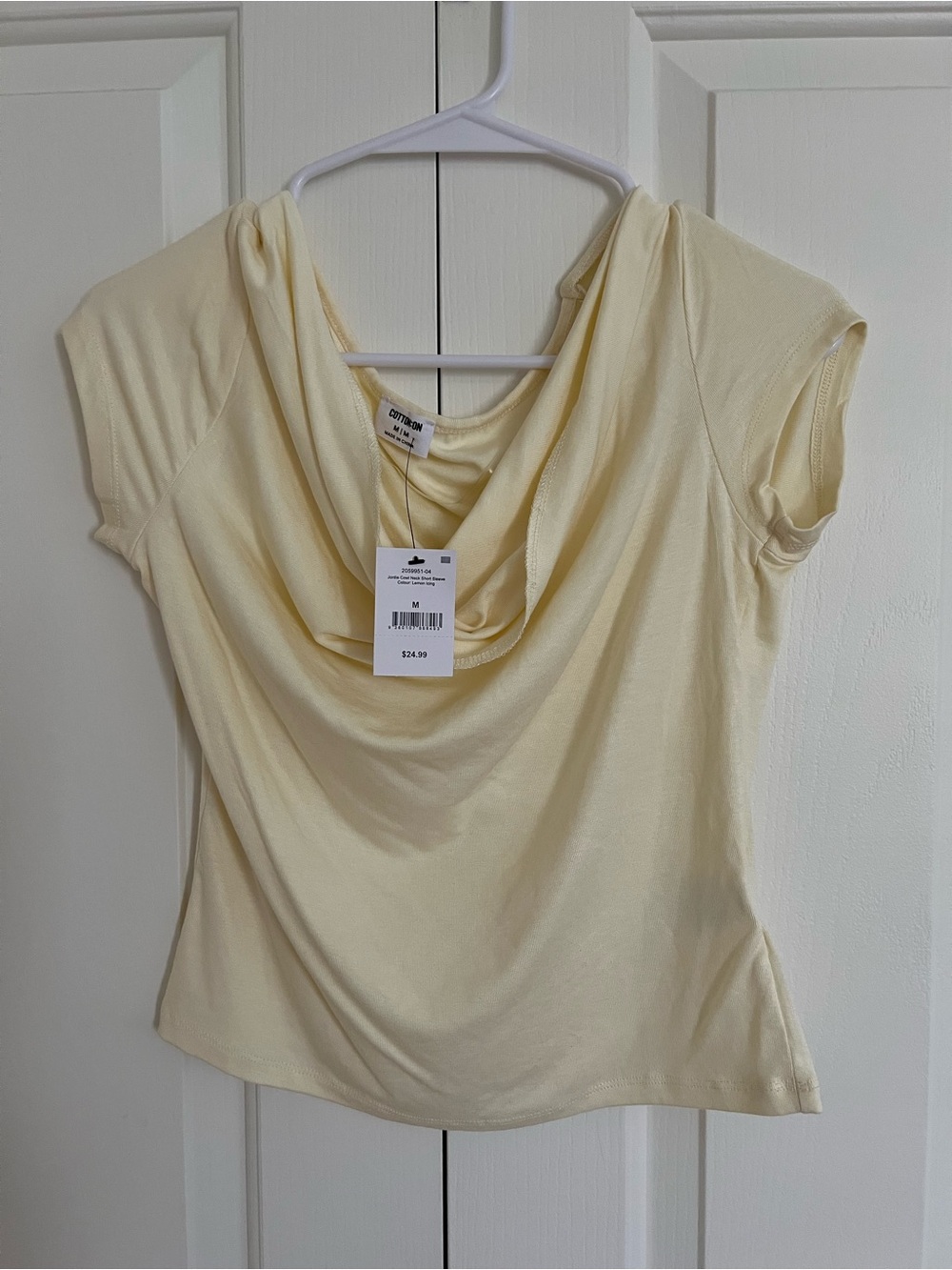 Cotton On Pale Yellow Draped Cowl Neck Top